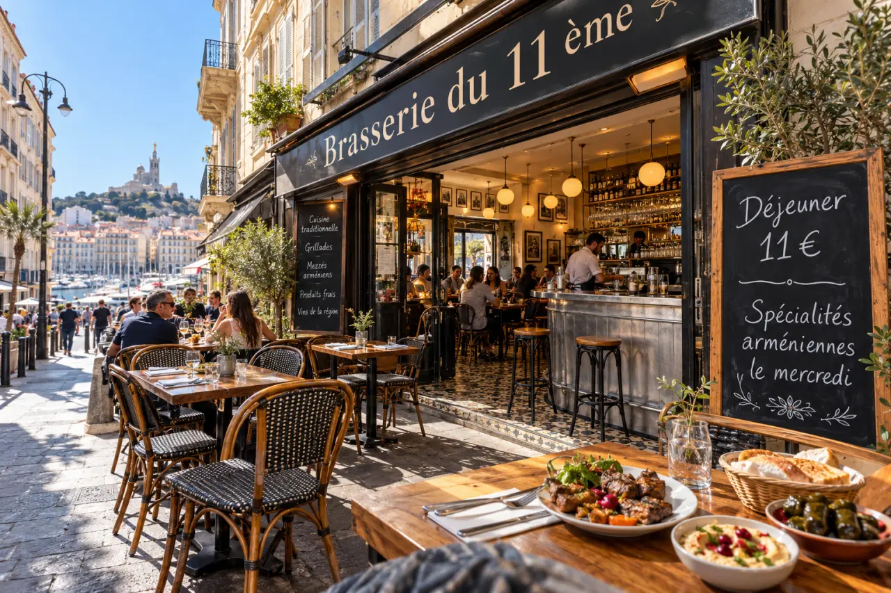 Brasserie du 11ème Marseille : déjeuner à 11 € et spécialités arméniennes le mercredi