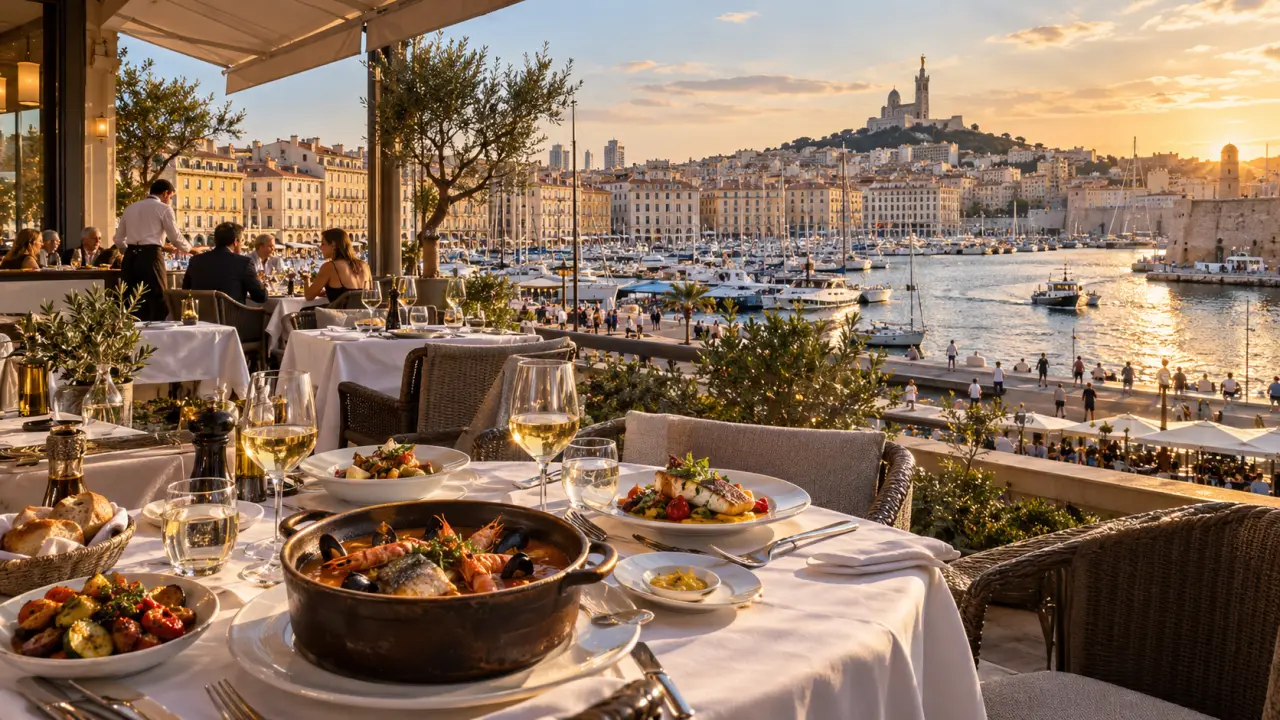 Restaurant gastronomique à Marseille, le Vieux-Port côté assiette et panorama