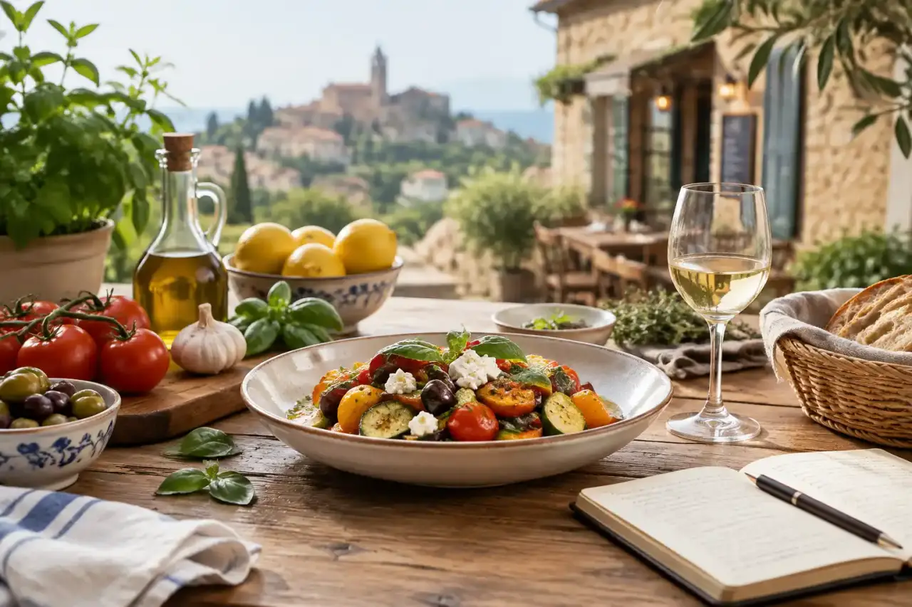 Table d'ingrédients bruts et authentiques pour le processus créatif culinaire