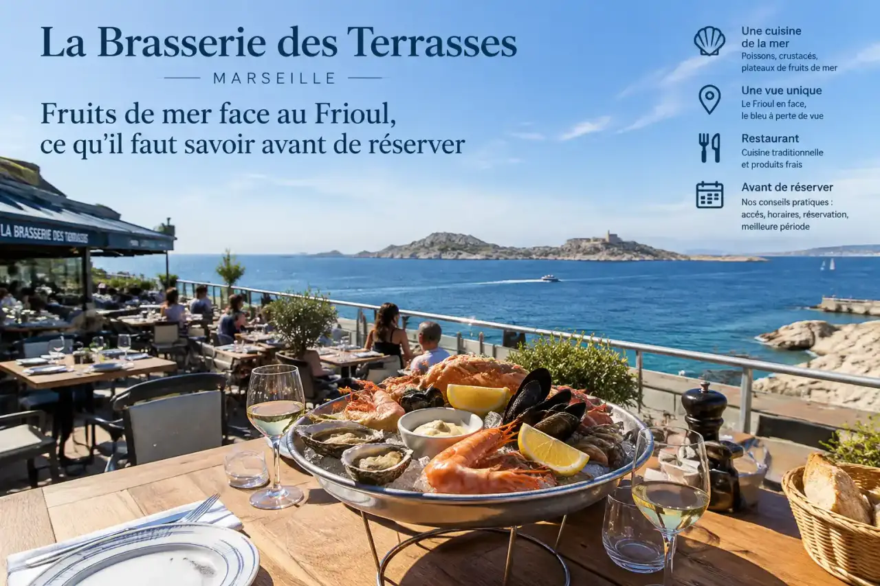 La Brasserie des Terrasses à Marseille : fruits de mer face au Frioul, ce qu'il faut savoir avant de réserver